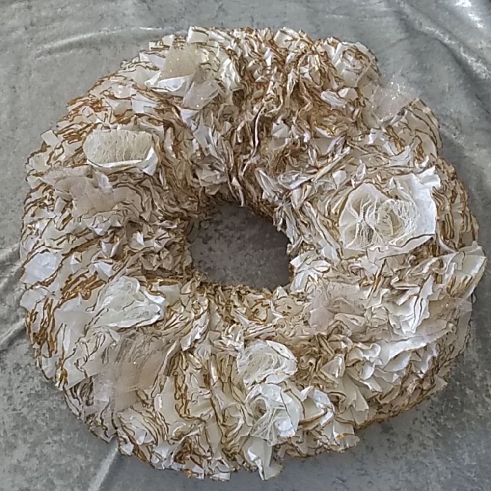 Gold dipped white coffee filter wreath